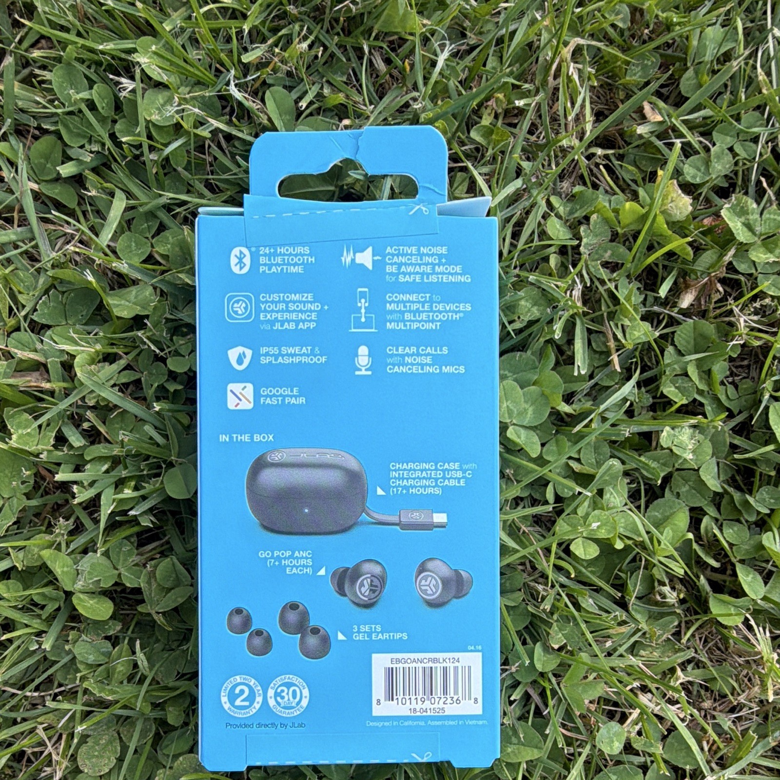 JLab GO POP ANC True Wireless In-Ear Earbuds, ANC, Multipoint, IP55, Black
