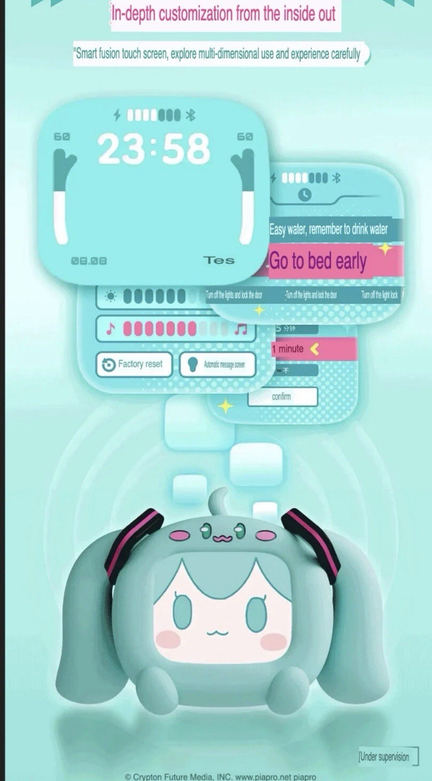 Anime Miku LCD BT Headphones Touch Screen iPhone Android