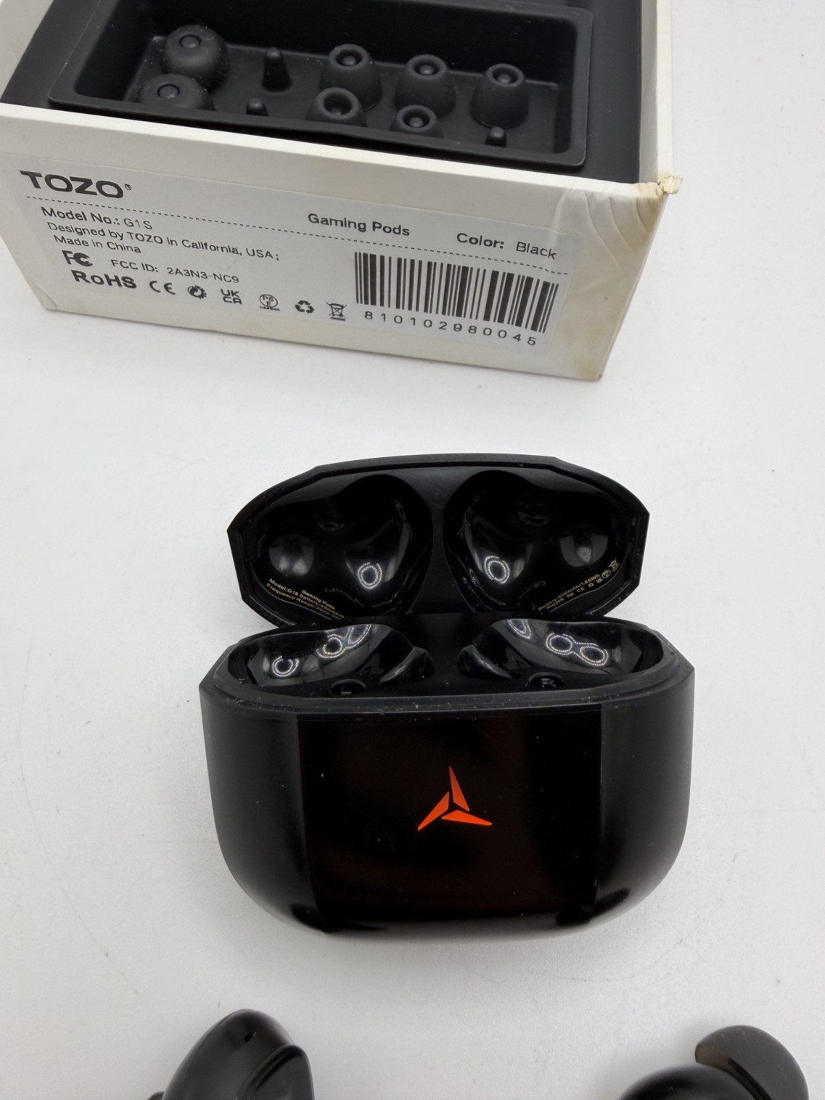 TOZO G1S Gaming Pods True Wireless Bluetooth Earbuds Black w/ Charging Case