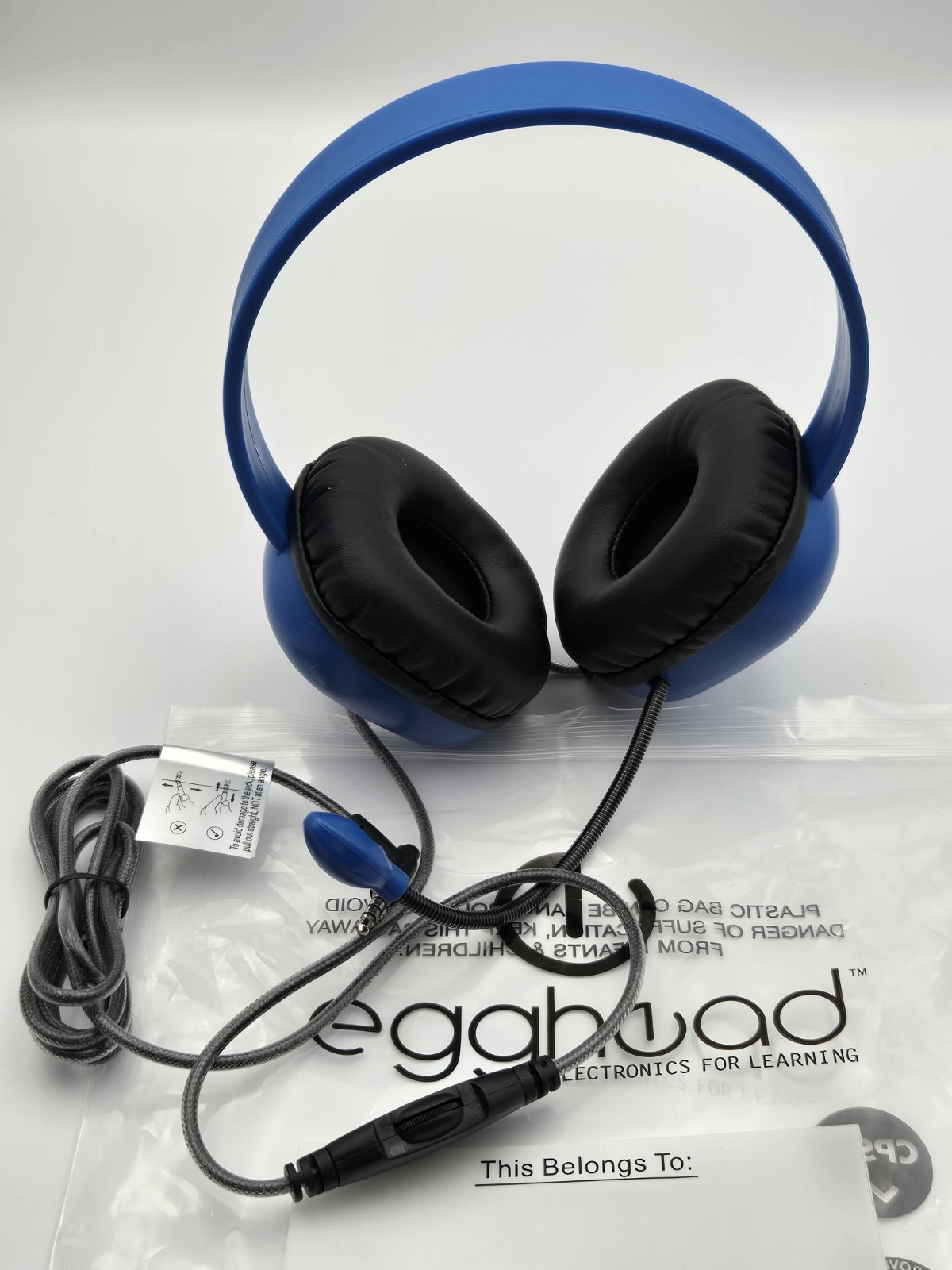 Kids Premium Heavy Duty Headset with Mic Blue Wired Over-Ear NEW