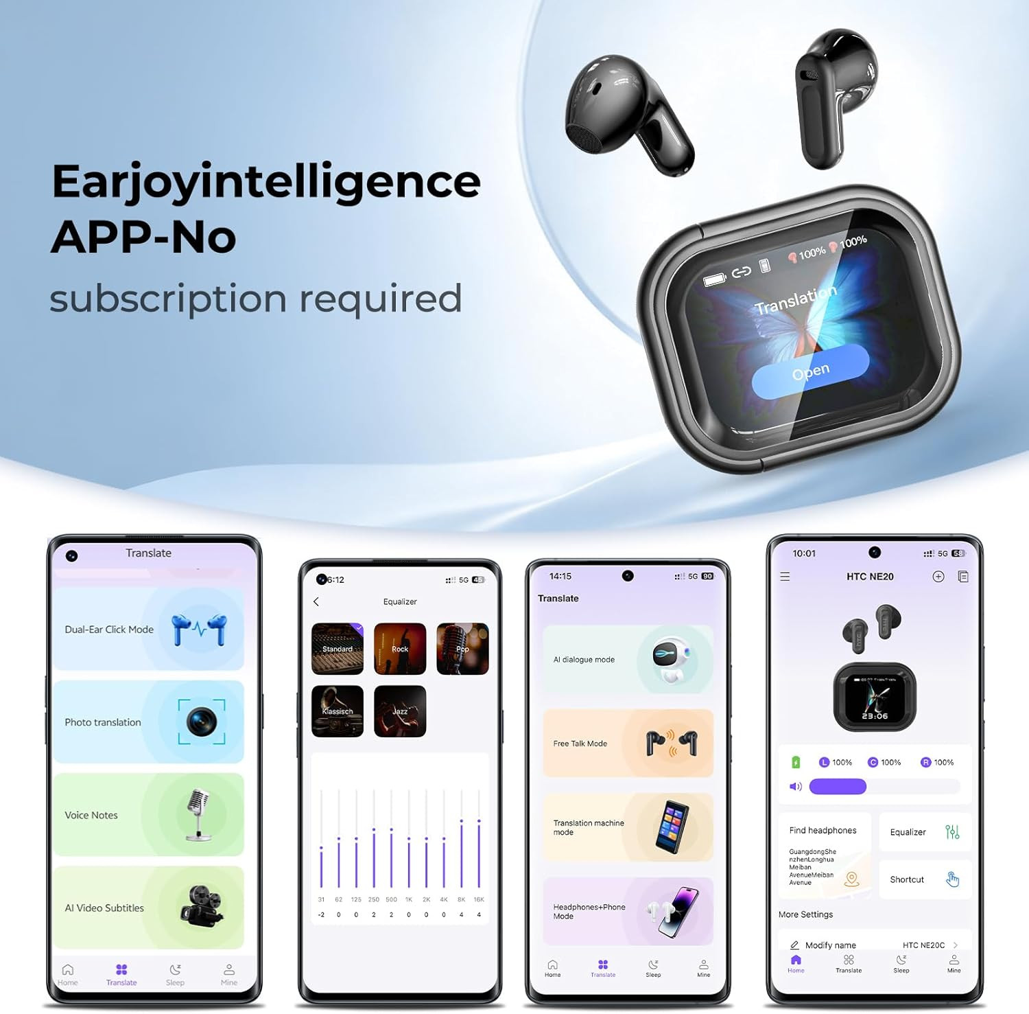 NE20 Translation Earbuds Real Time – 2025 New AI 135 Language Translator Earbuds