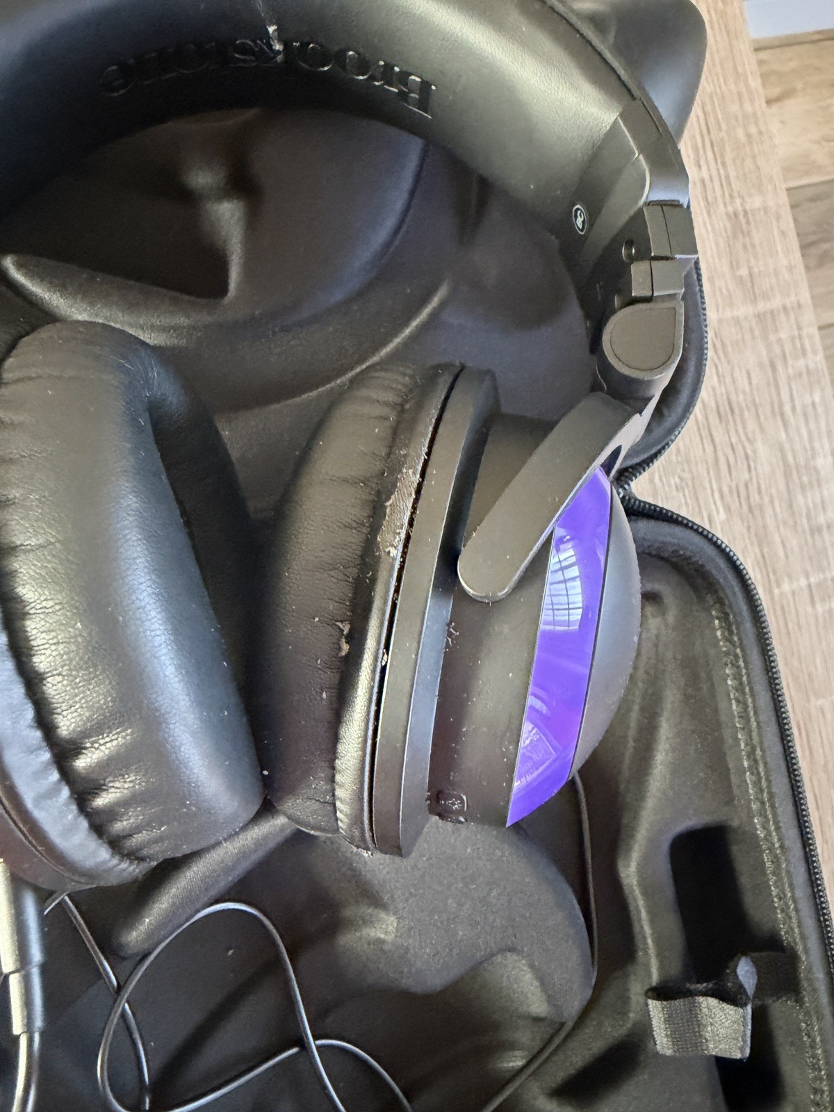 New, Purple Cat-Ear Headphones Original Black Zipper Bag Headphone Jack Xbox PC