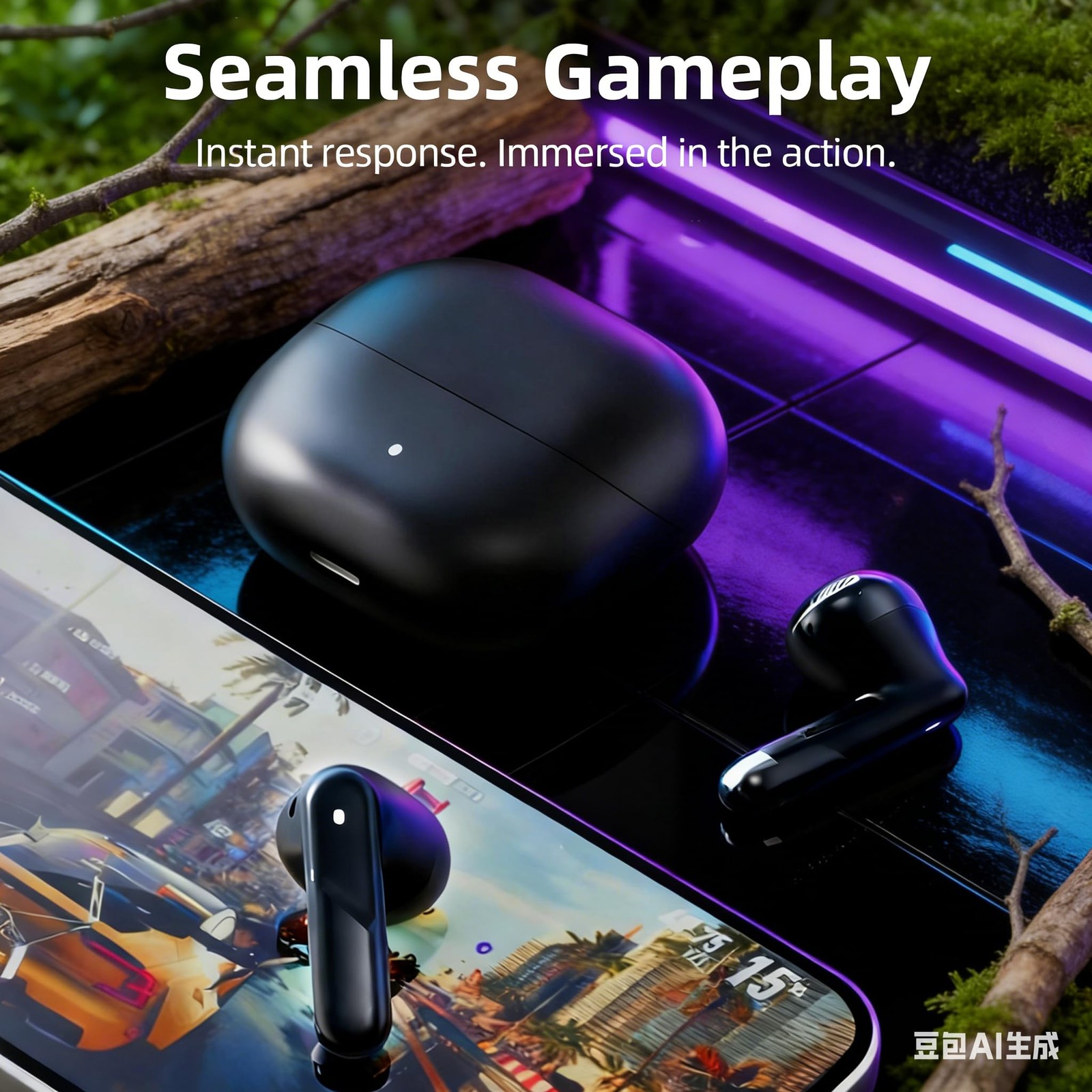 bmanl Wireless Earbuds, 13mm Dynamic Driver Powerful Bass, 30Hrs Black