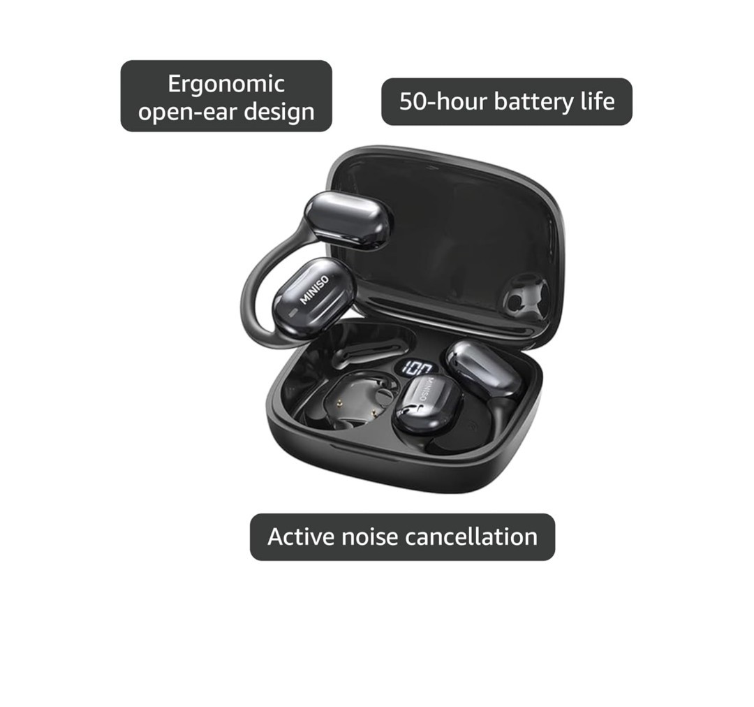 New Black MINISO AI Translation True Wireless OWS Headphones MS162 HD Voice