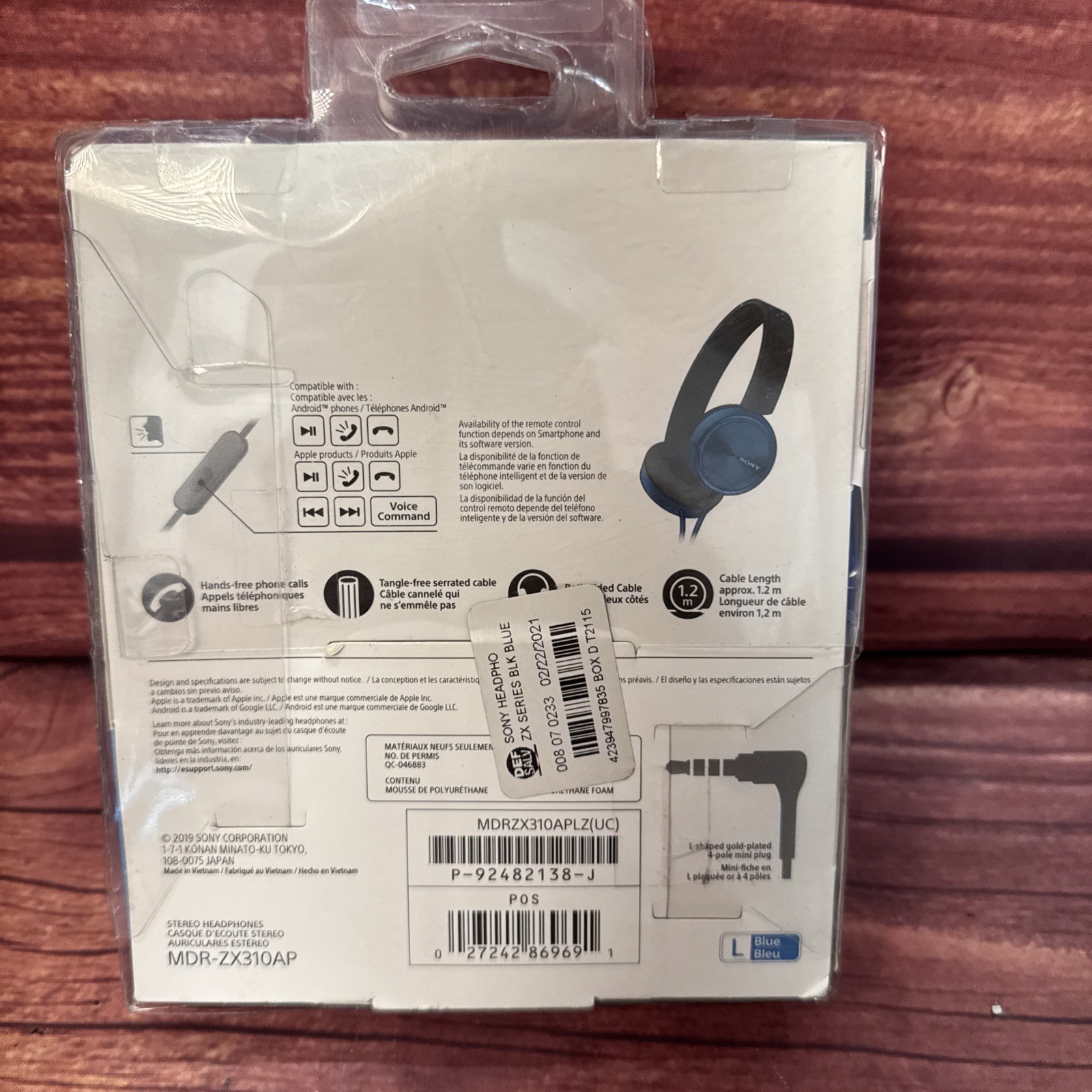 Sony On-the-Ear Wired Built In Mic Headphones- Blue (MDR-ZX310APLZ) New