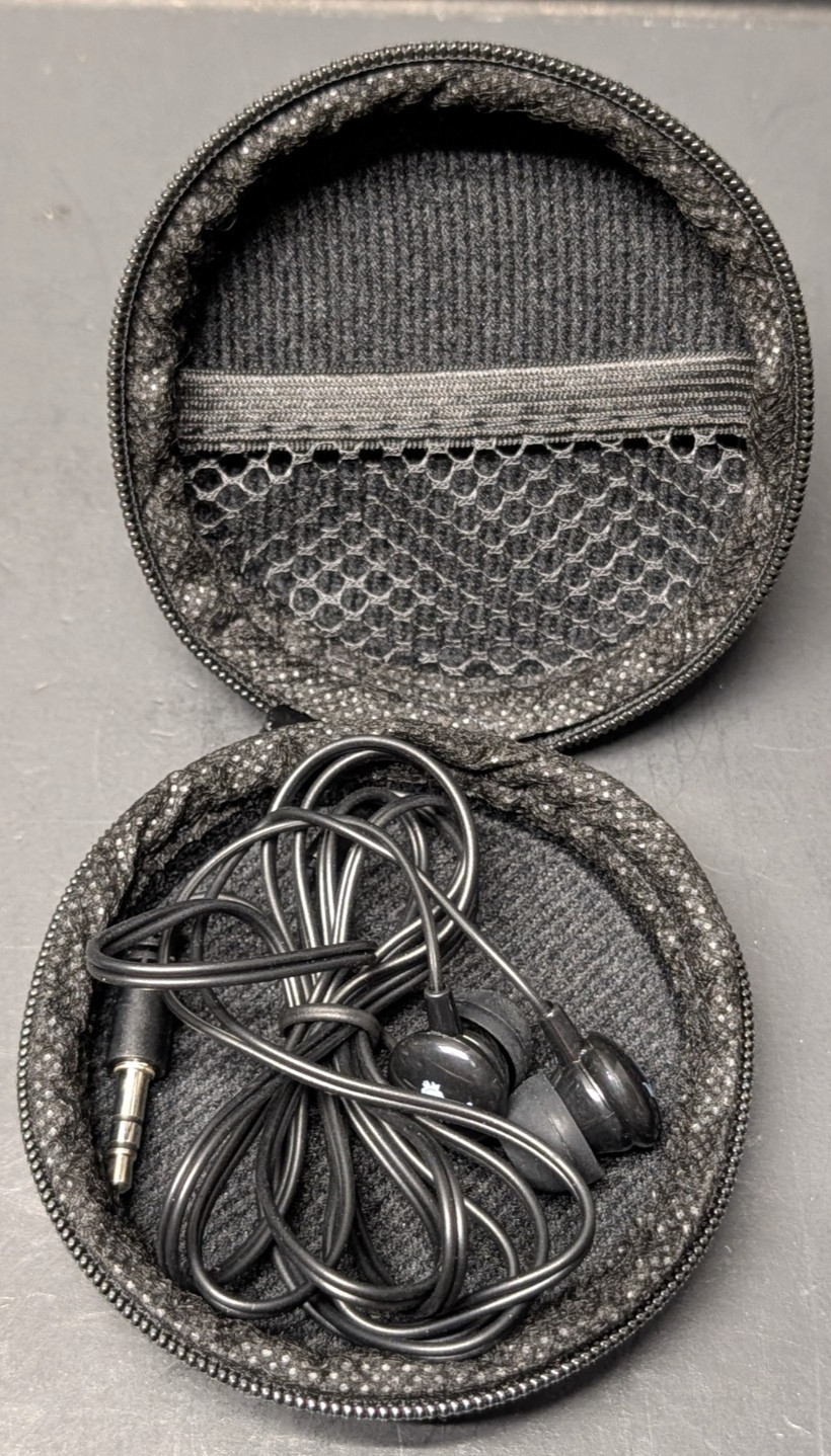 Jim Beam Wired Earbuds w/ Black Zipper Case Jim Beam Logo 3.5mm Jack New
