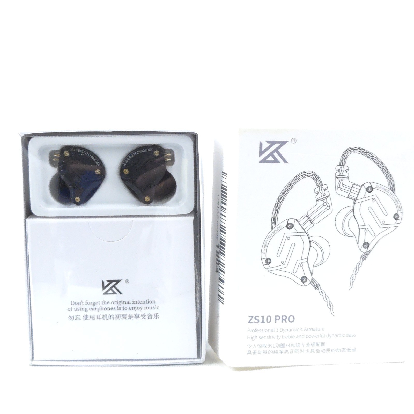 KZ ZS10 Pro, Linsoul 4BA+1DD 5 Driver in-Ear HiFi Metal Earphones w/Mic, Black