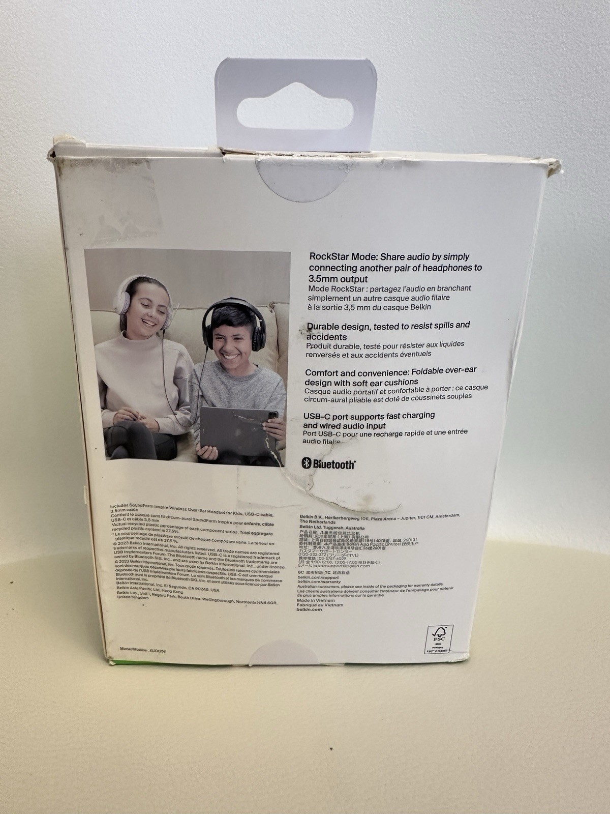 Belkin SoundForm Inspire Wireless Over-Ear Headset for Kids Lavender Online.