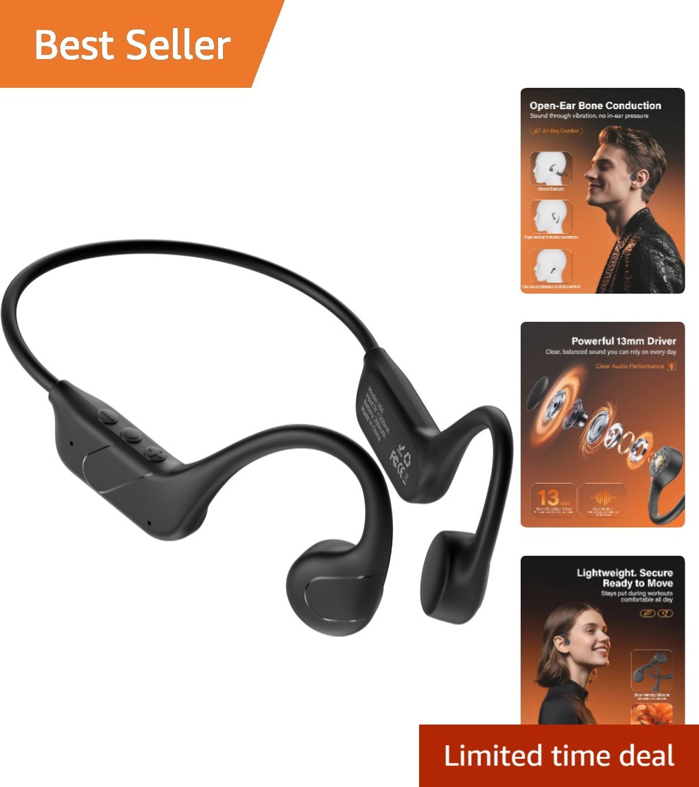Next-Gen Bone Conduction Headphones – Open Ear Design, 33ft Bluetooth Range, 28g