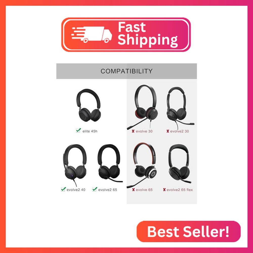 Ear Pads Replacement for Jabra Evolve2 65 40 Elite 45h On-Ear Headphones