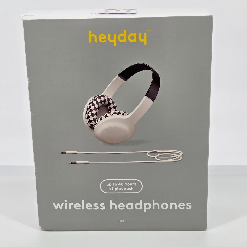 Heyday Wireless On-Ear Headphones with Microphone – Brown Checkered – New