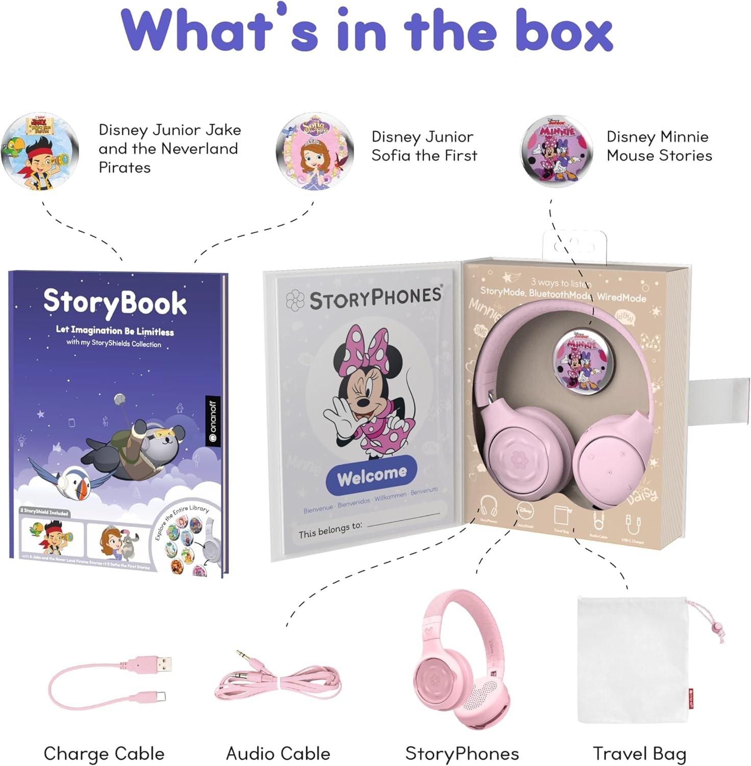 ONANOFF – StoryPhones Bluetooth Kids Folding On-Ear Storytelling Headphones with