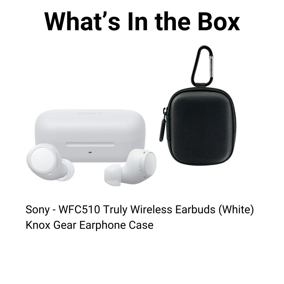 Sony WF C510 Truly Wireless Earbuds Up To 11 Hrs Battery Life (White) Bundle