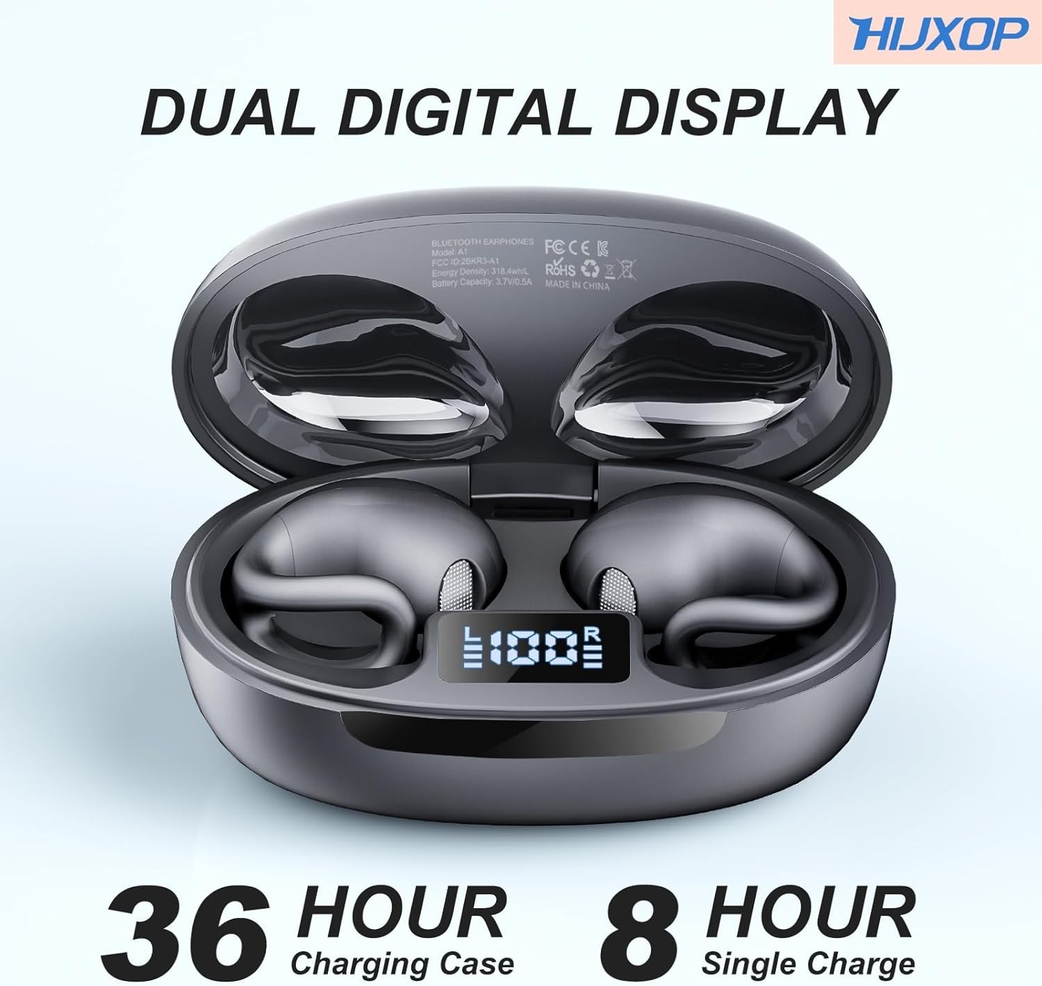 Open Ear Earbuds Lightweight Comfort Clip Wireless Earbuds Sweat Resistant Bluet