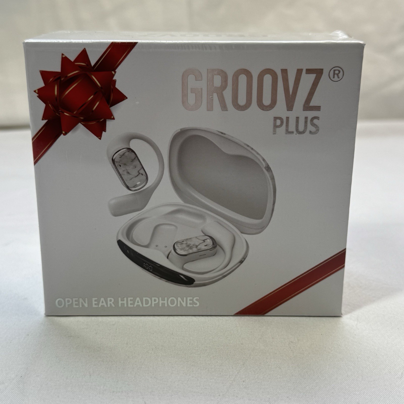 GROOVZ PLUS OPEN EAR HEADPHONES CHARGING CASE NIB SEALED WHITE MARBLE DESIGN