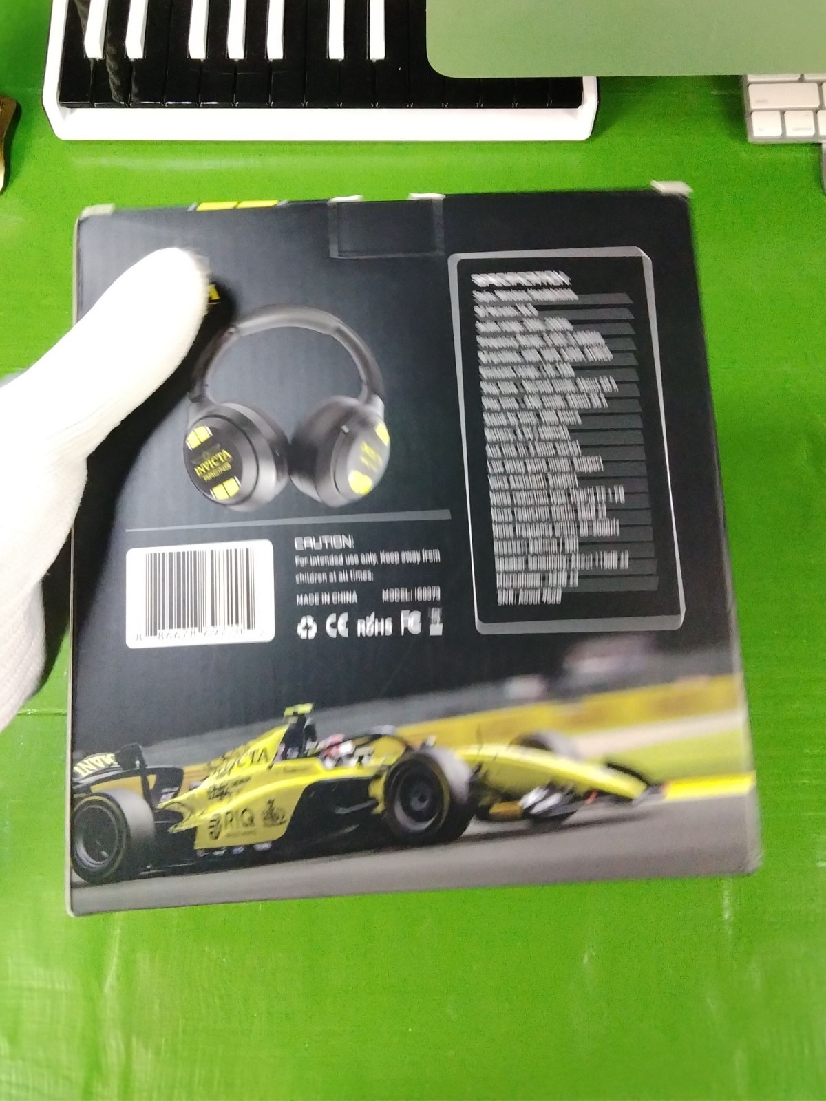 Invicta Racing Power Headphones Black Yellow Wireless Noise Cancel HD Mic ???
