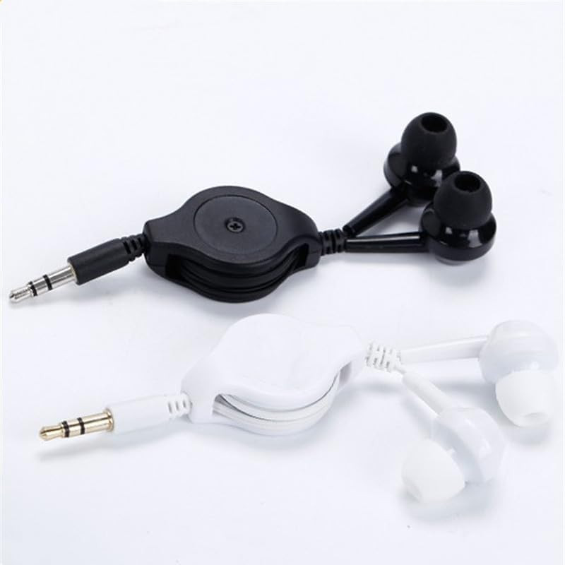2 Pack Retractable Earbuds Wired Earphone Portable 3.5Mm Plug Stereo In-Ear Head