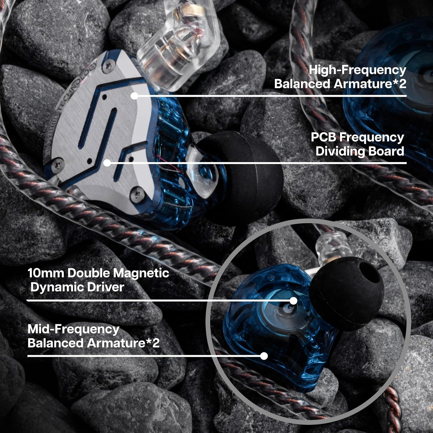 KZ ZS10 Pro, 4BA+1DD 5 Driver in Ear Monitor, Hifi Wired Earbuds, Gaming Earbuds