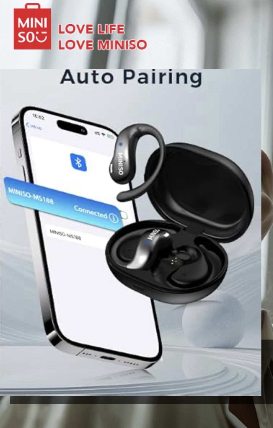 MINISO MS188 Wireless Earbud High Def Voice Open Ear AI 150 Language Translation