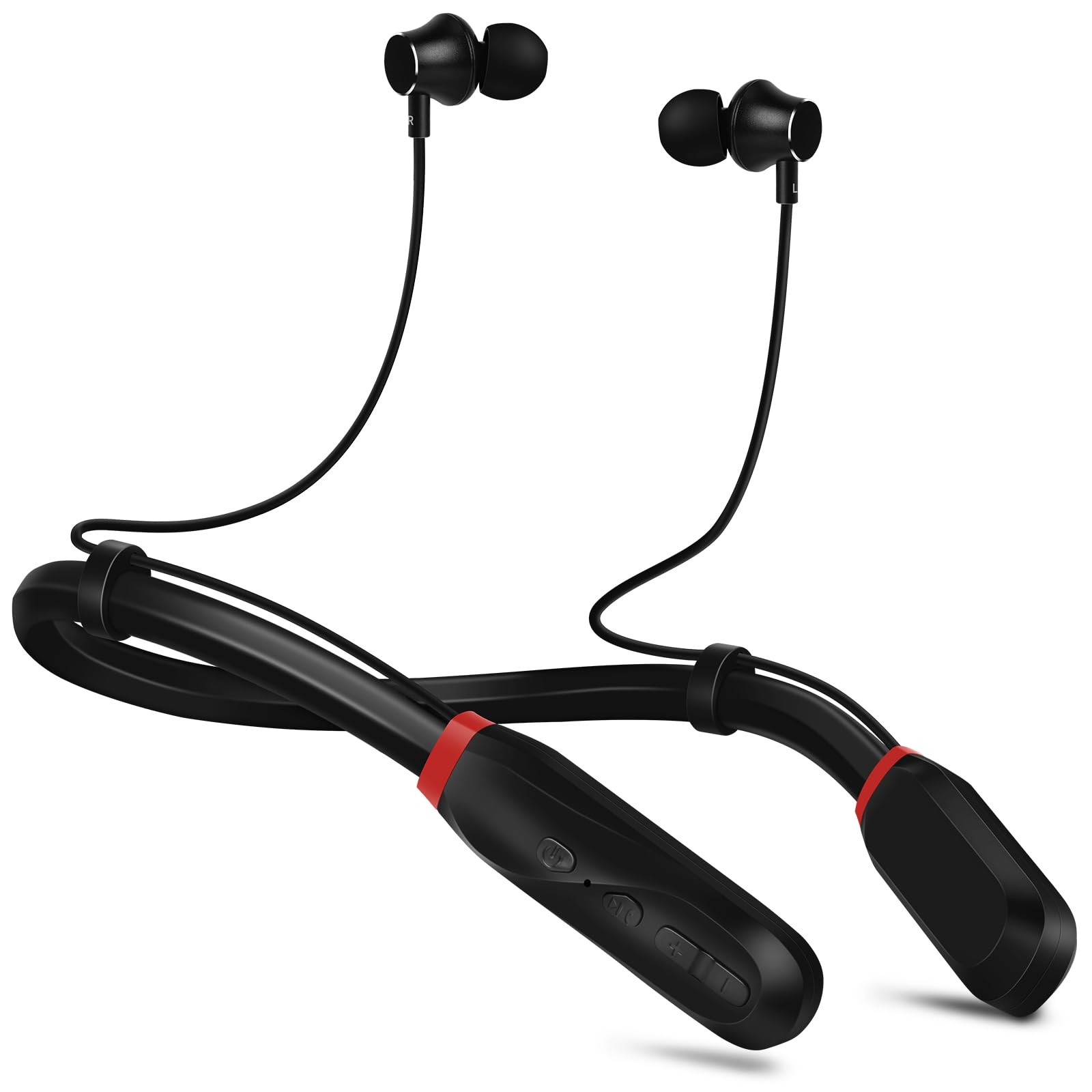 TERUBIN Neckband Bluetooth Headphones, 200H Long Playtime standard, Black