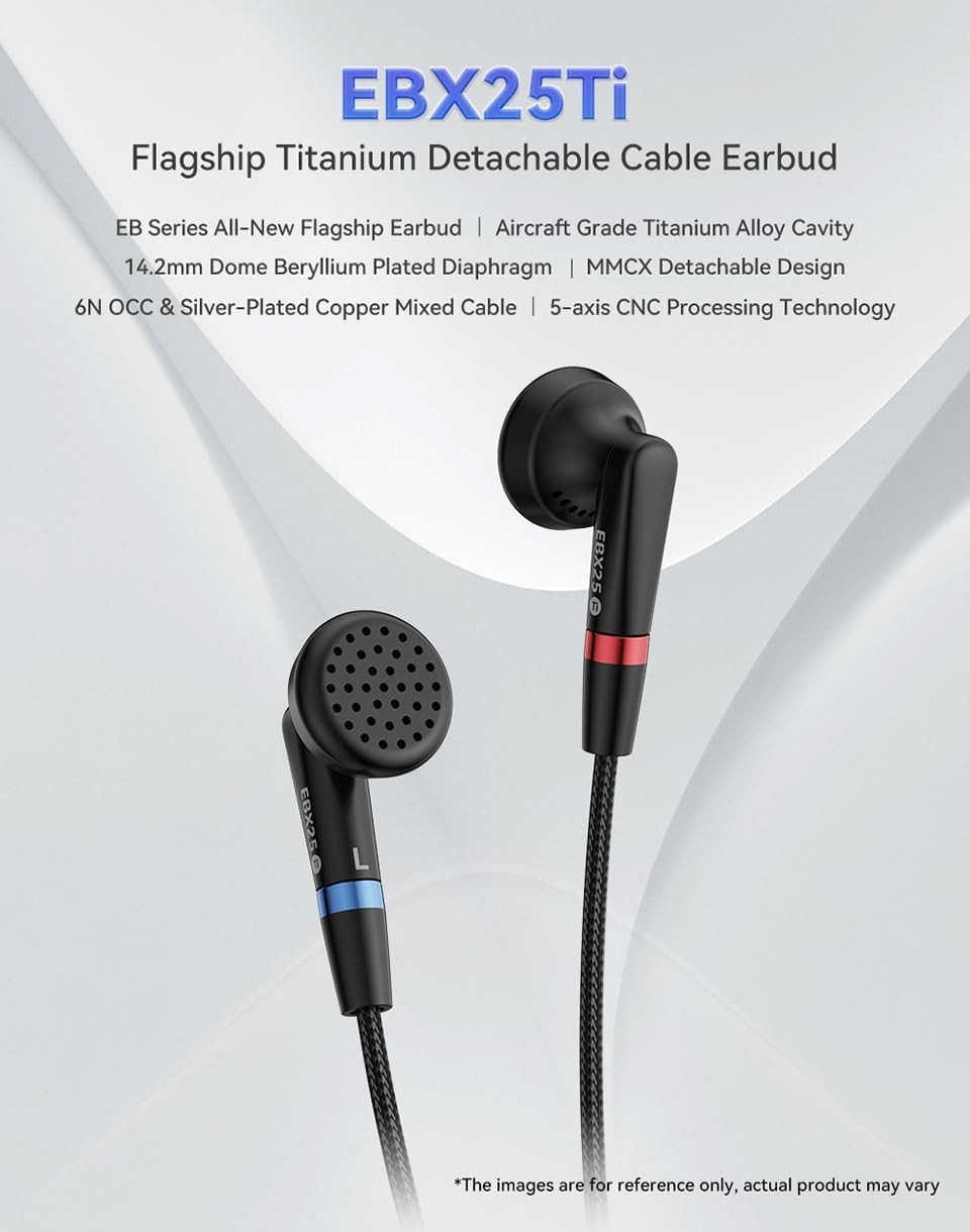 NiceHCK EBX25Ti Earbud 14.2mm Beryllium-Plated, 6N OCC & Silver Cable MMCX 4.4mm