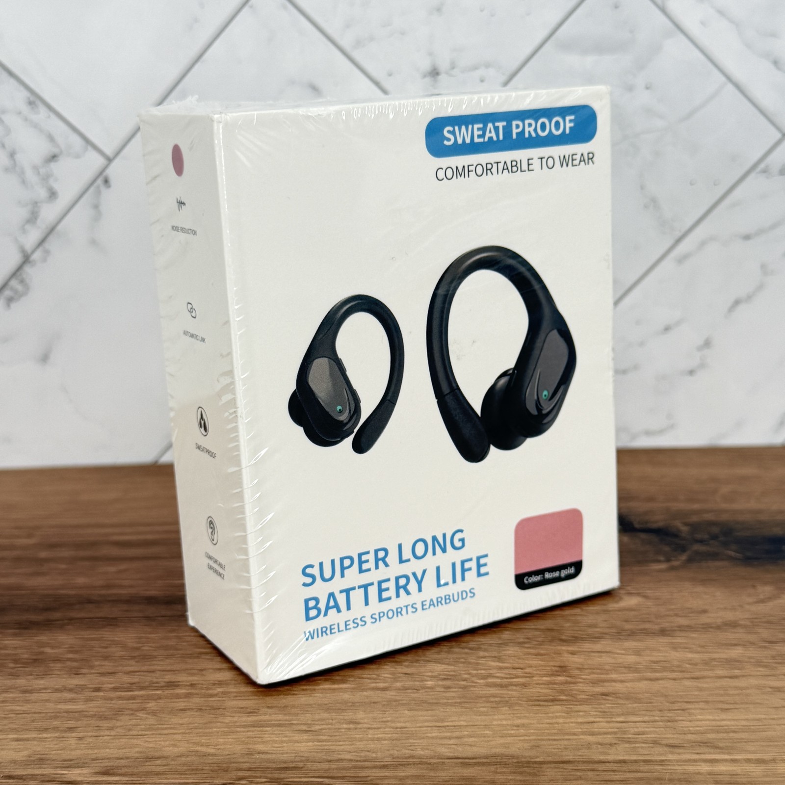Wireless Sports Earbuds BX17 Rose Gold Sweatproof Noise Reduction w/ Charging