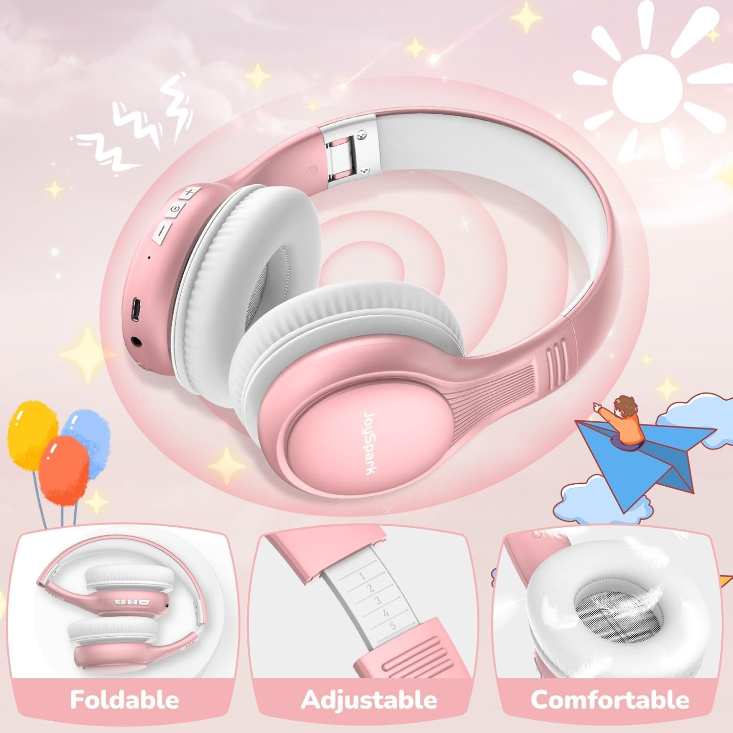 Kids Bluetooth Headphones, 60 Hours Playtime, Bluetooth 5.4 Kids Headphones W…