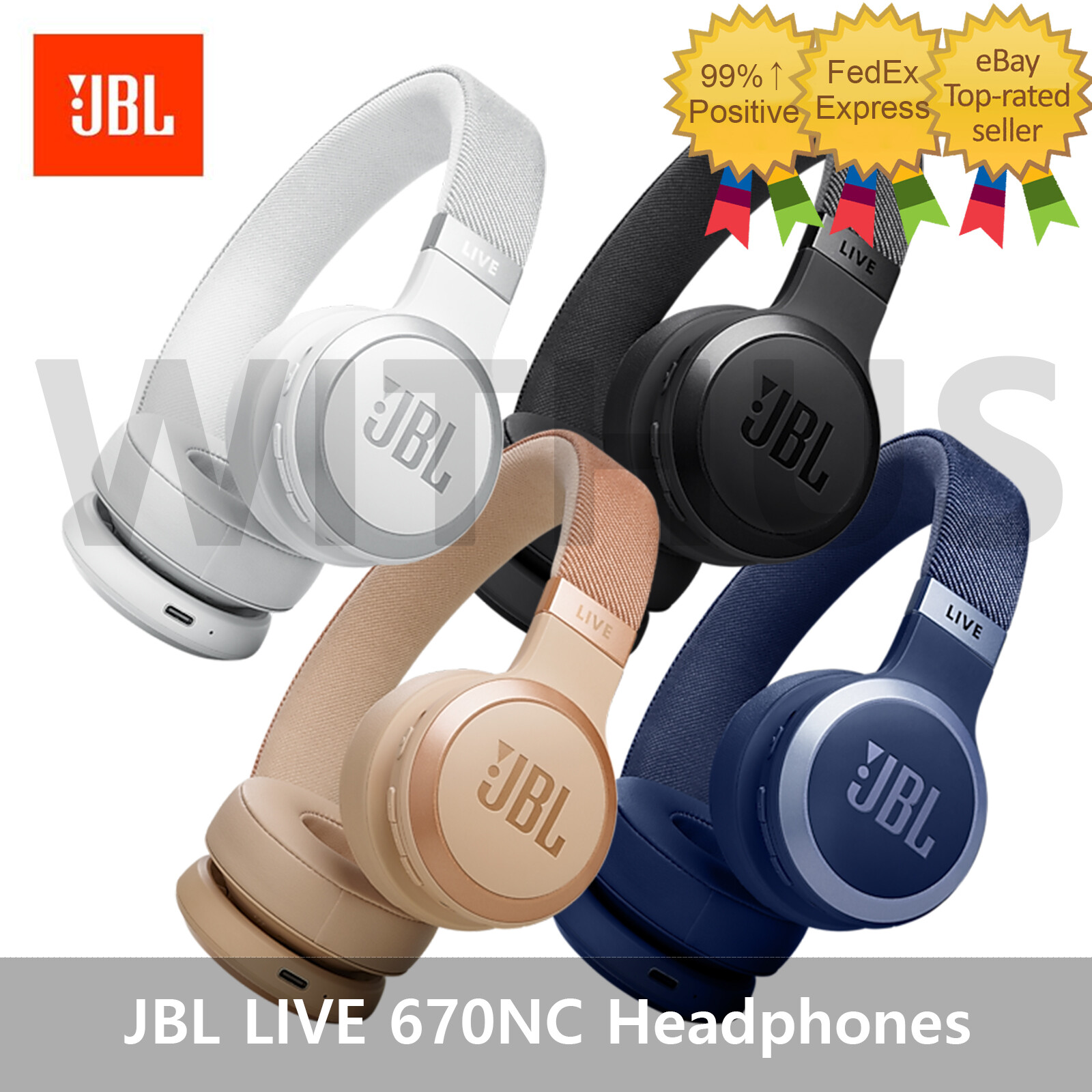 JBL LIVE 670NC Wireless On-Ear Headphones with True Adaptive Noise Cancelling