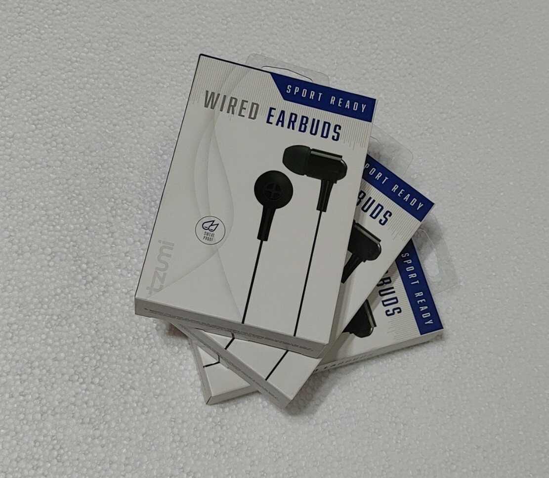 Sports Ready Wired earbuds by Tzumi Includes Three Extra Pairs Silicone Tips