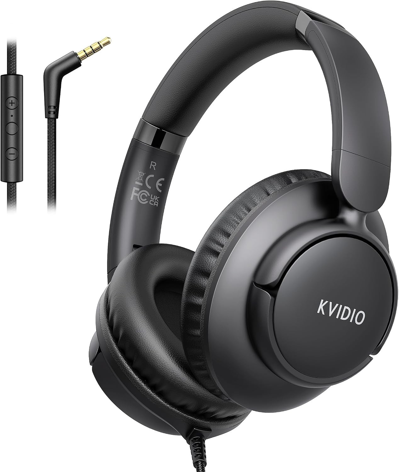 Wired Headphones with Microphone, over Ear Lightweight Foldable 3.5Mm Plug in Co