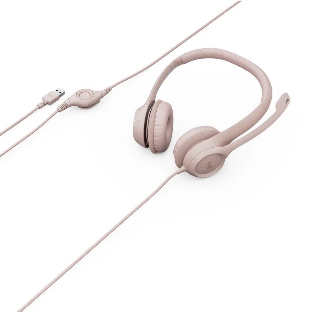 Logitech H390 Headphones with Noise-Cancelling Microphone Rose New Free Shipping