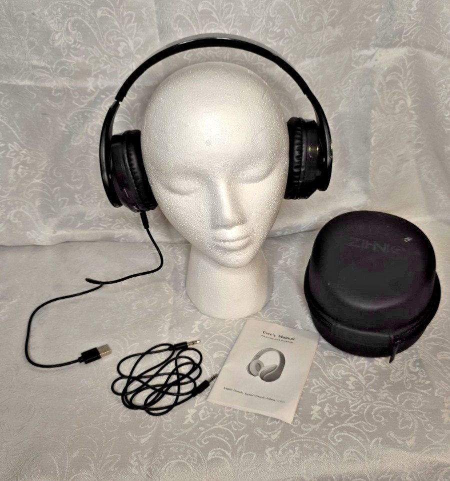 Zihnic Foldable Wireless & Wired Stereo Bluetooth Headphones Over-Ear Blue Black
