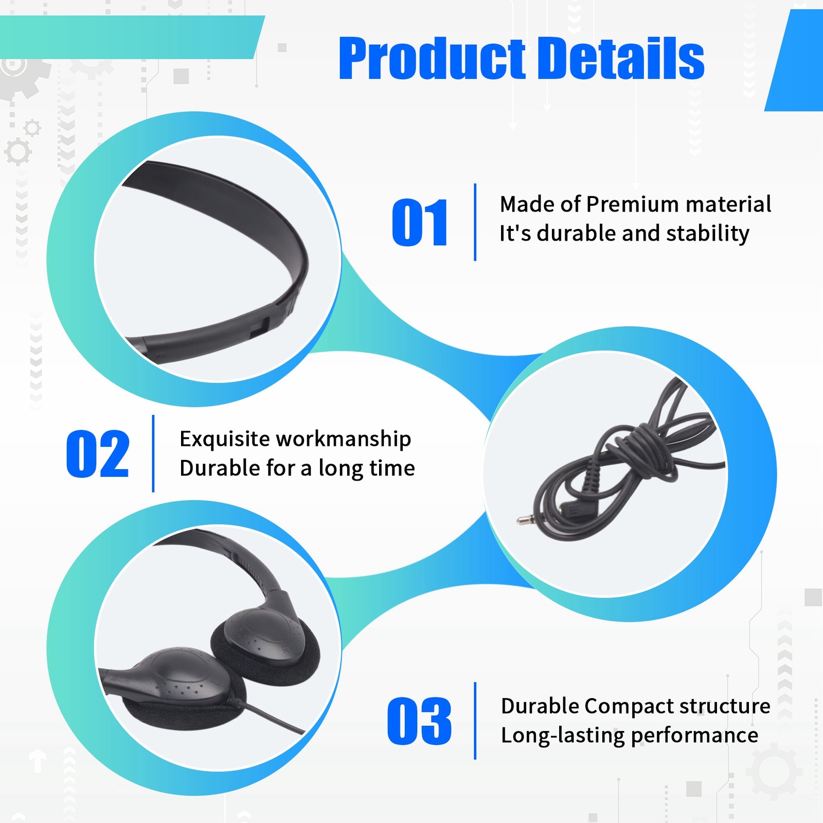 Classroom Headphones 10 Pack for Kids School, Earphones 3.5MM Audio Headset2603