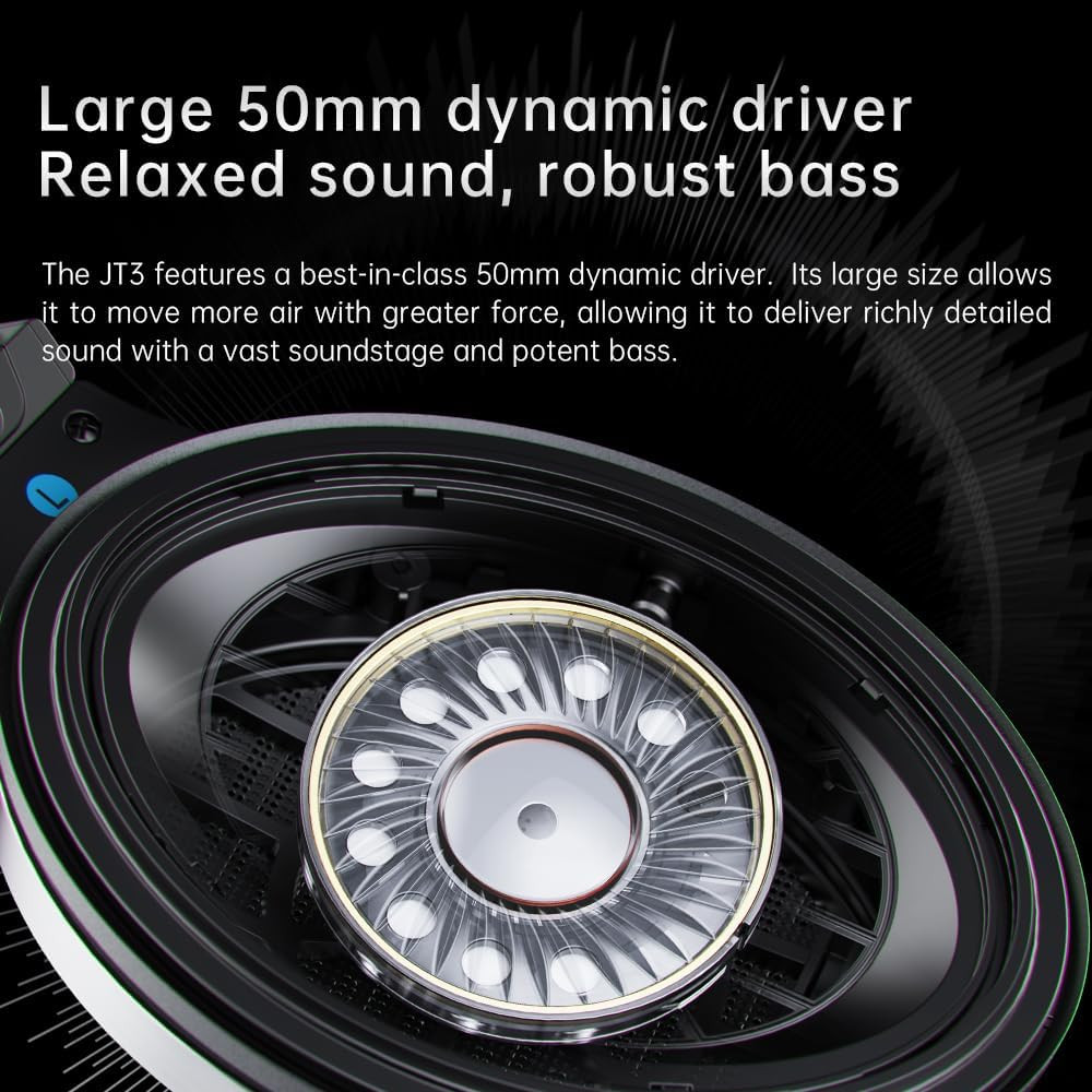 JT3 Over-Ear Open-Back Headphones, 50Mm Dynamic Driver, PEK+PU Composite