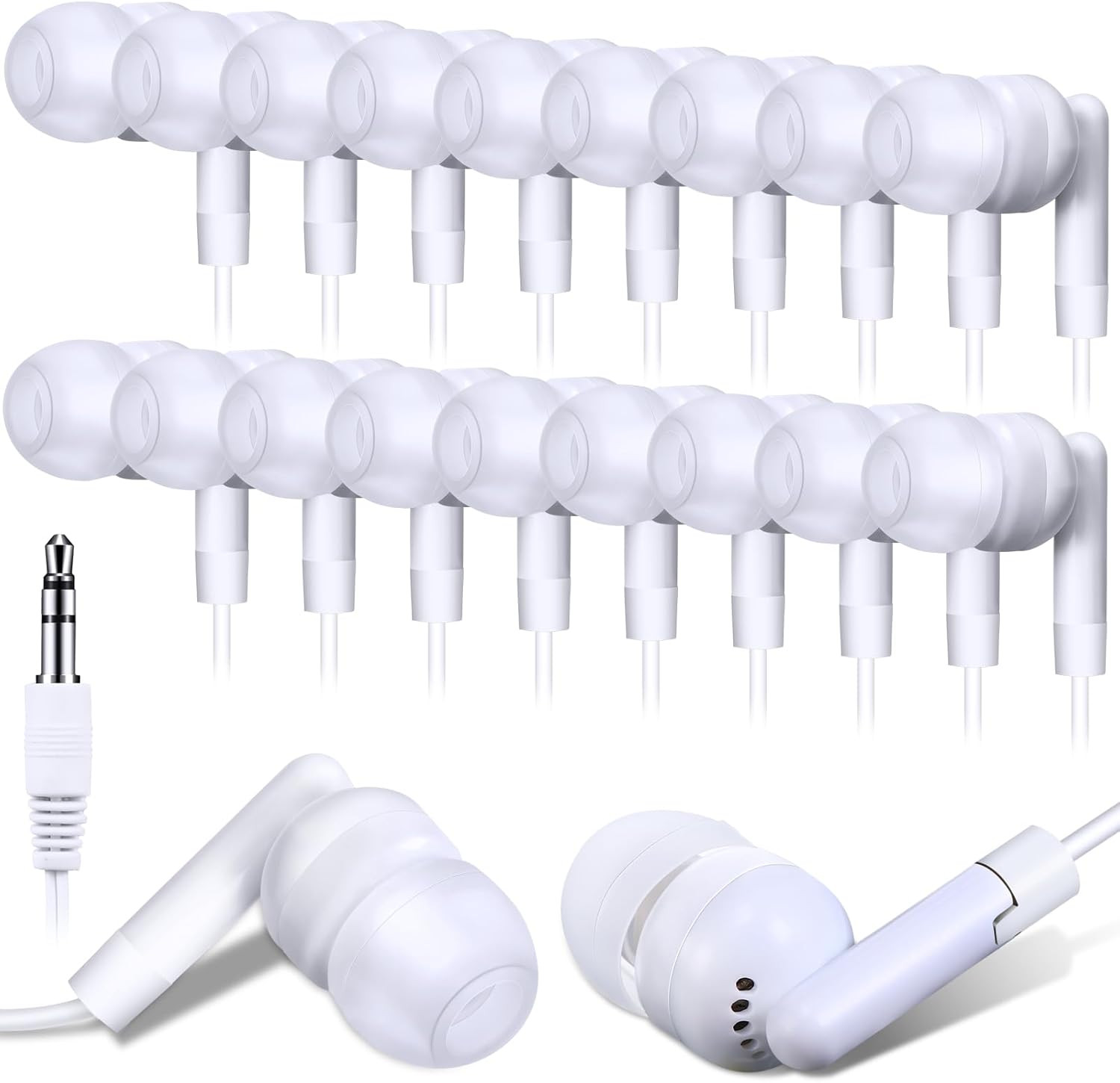 100 Pack Wired Earbuds Bulk for Classroom Ear Headphones Wired Basic Student Ear