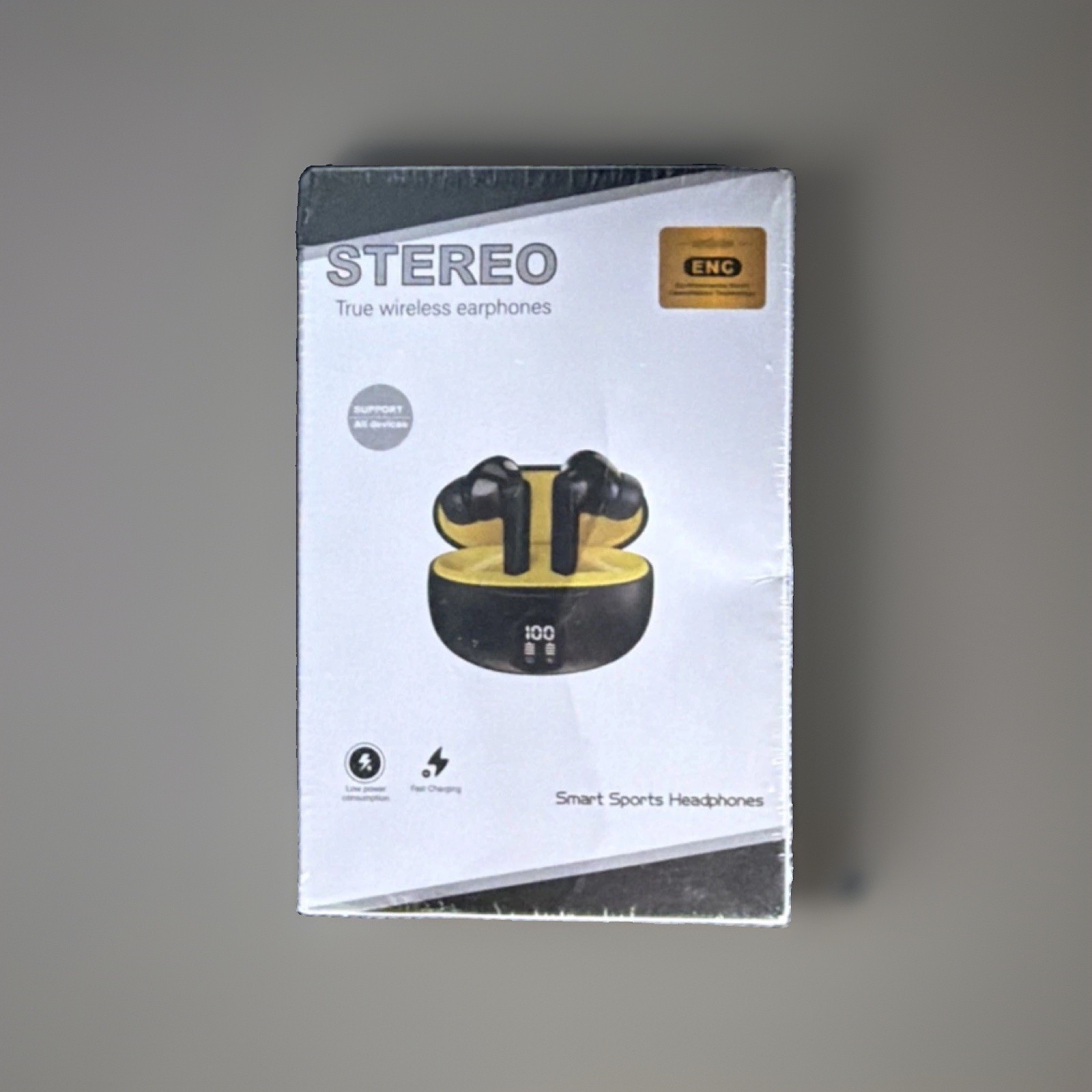 True Wireless Bluetooth Stereo Ear-Hook Earbuds ENC Mic Model 895B Black/Yellow