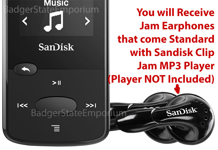 2 GENUINE SanDisk Earphone Earbuds Original In-Ear Headphone Clip Jam MP3 Player