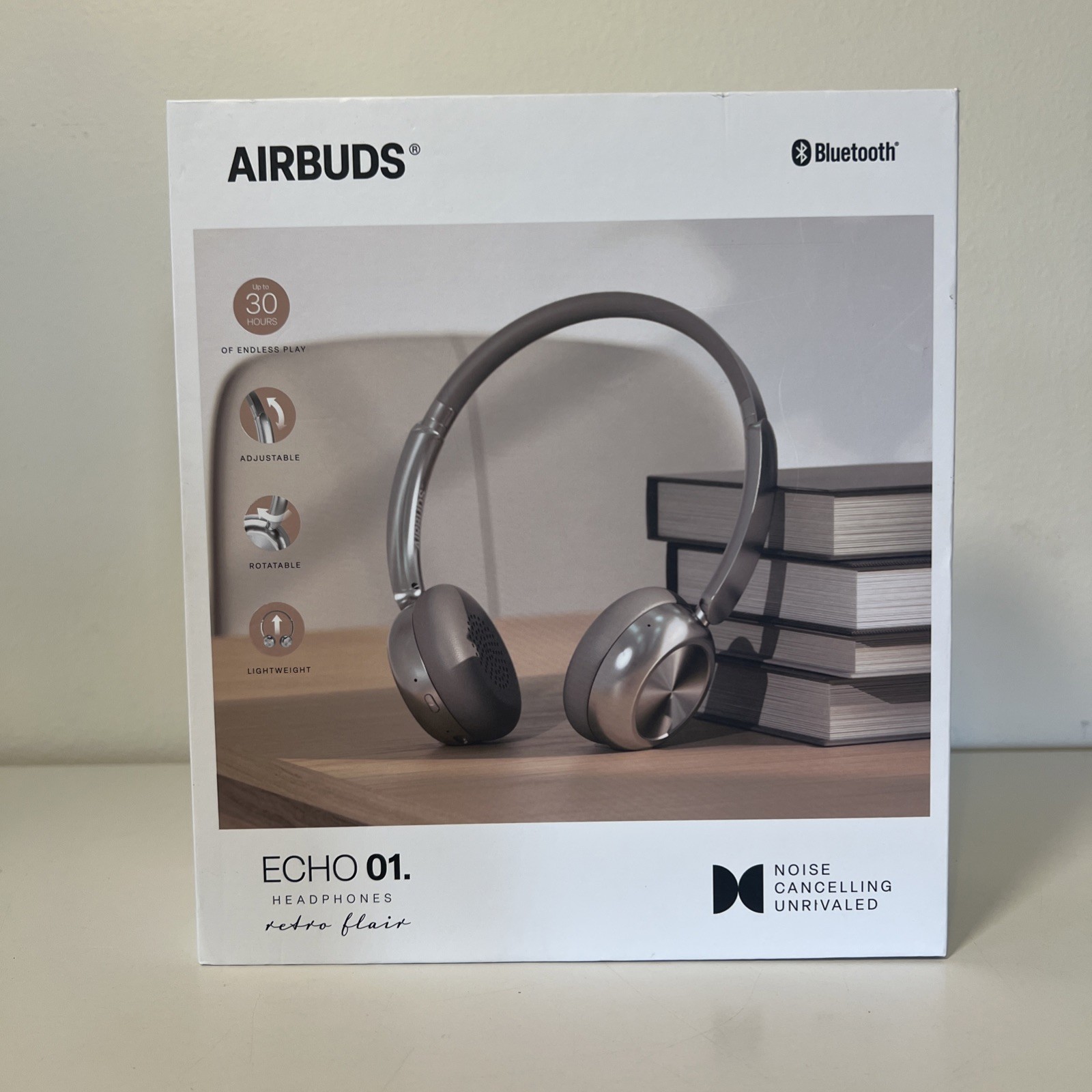 Airbuds Headphones Over-Ear Bluetooth Wireless 80s Retro- 30 Hrs EVHO 01.