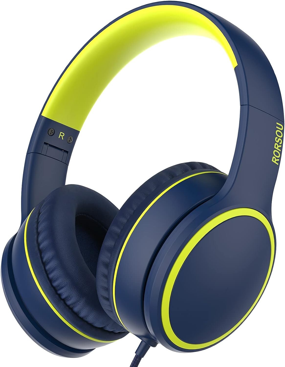 On-Ear Headphones with Microphone Folding Stereo Bass Wired 1.5M Cord Blue