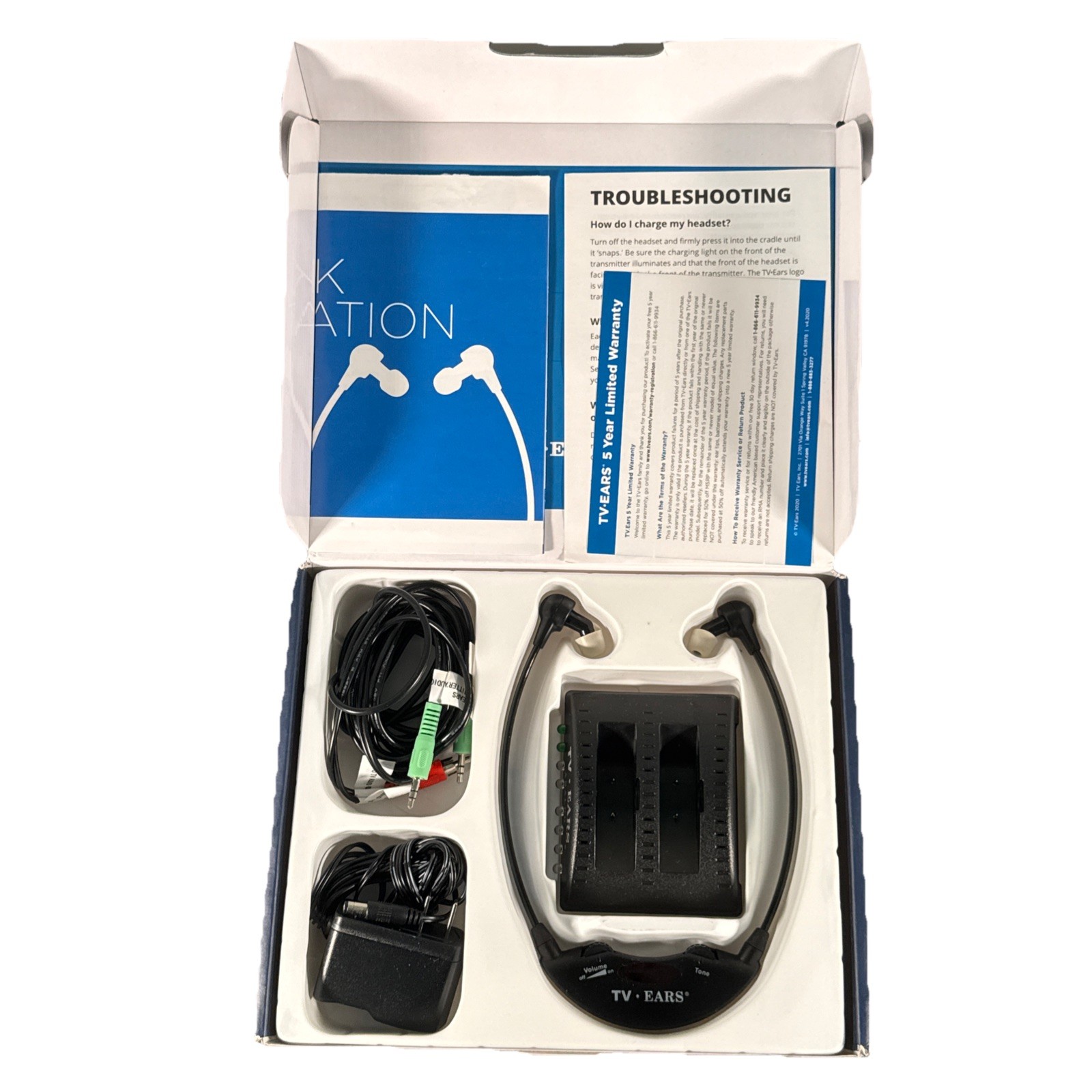 TV Ears Original Wireless Digital Voice Clarifying System 11641 Open Box