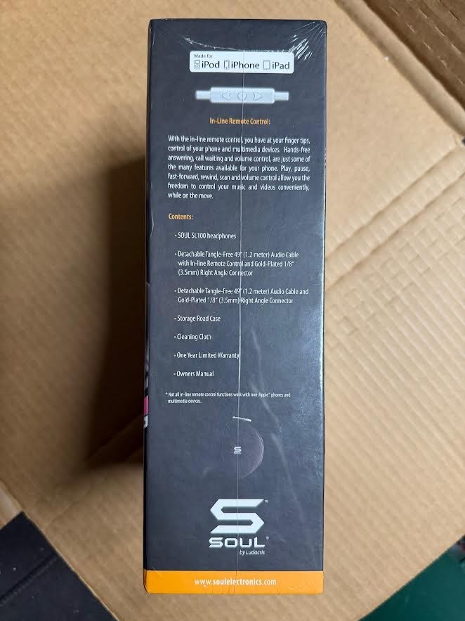 Soul by ludacris SL100 Headband Headphones w/ In-Line Remote Control SEALED(NEW)
