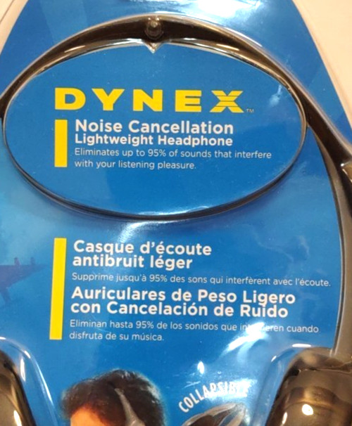 DYNEX DX-NCIII Noise Cancellation Lightweight Headphones Standard 3.5mm Audio Ja