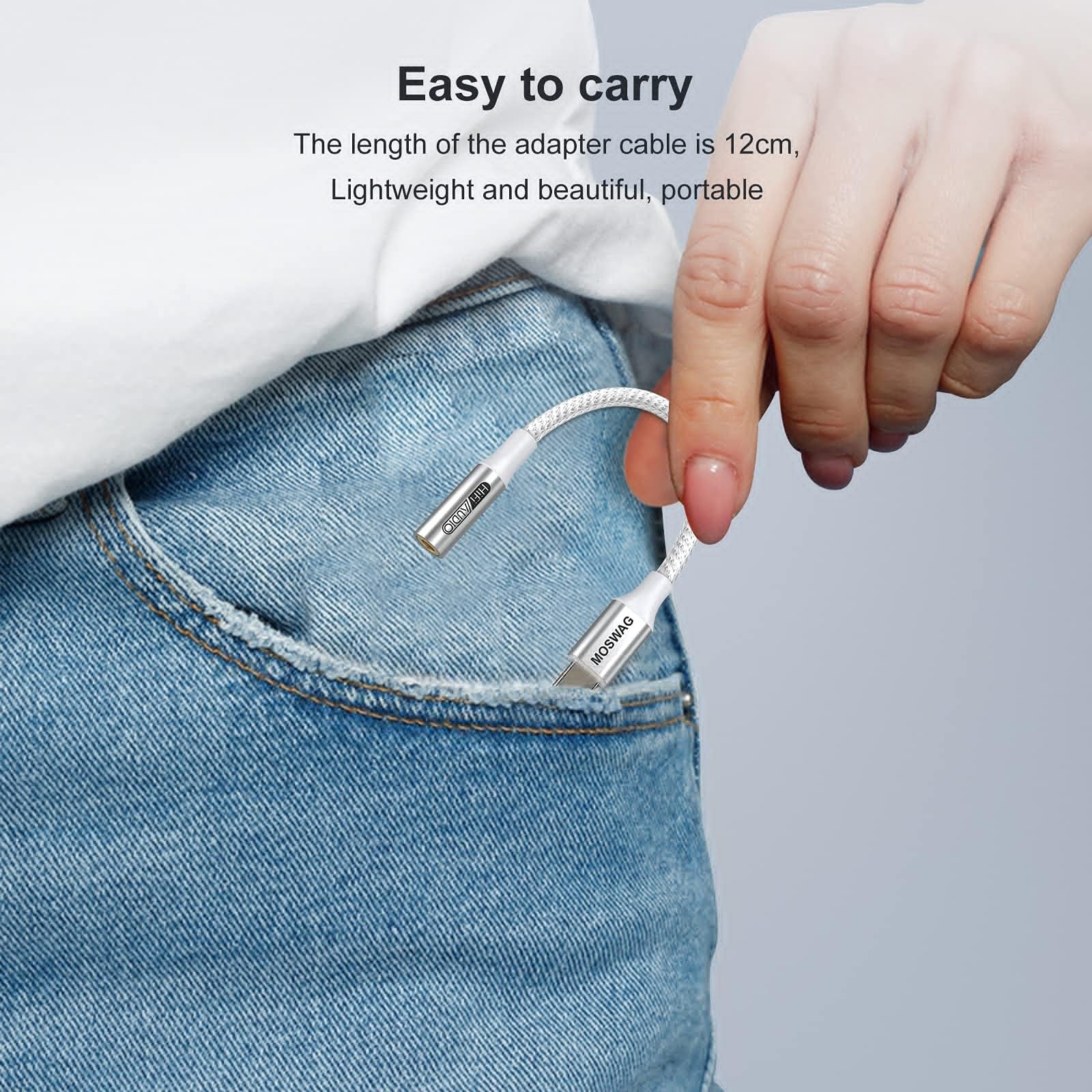 MOSWAG USB Type C to 3.5mm Headphone Jack Adapter, Audio Adapter USB C to Aux Do