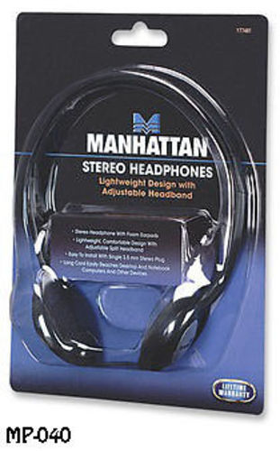Lightweight Stereo Headphones w/ Long 6.5ft. Cable 3.5mm Plug – Manhattan 177481