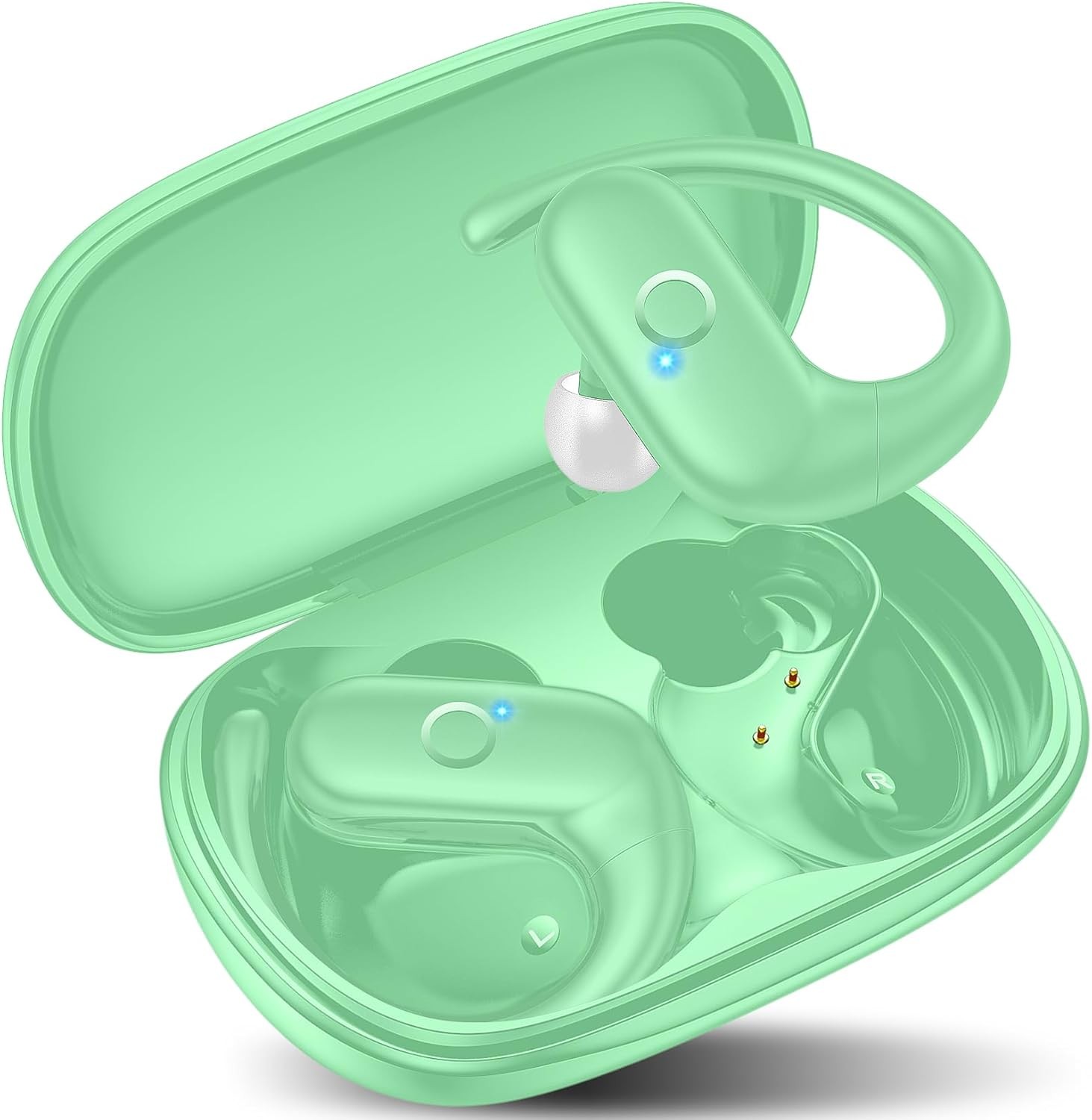 kurdene Wireless Earbuds Bluetooth Headphones Sport,Over Ear Buds Mint Green