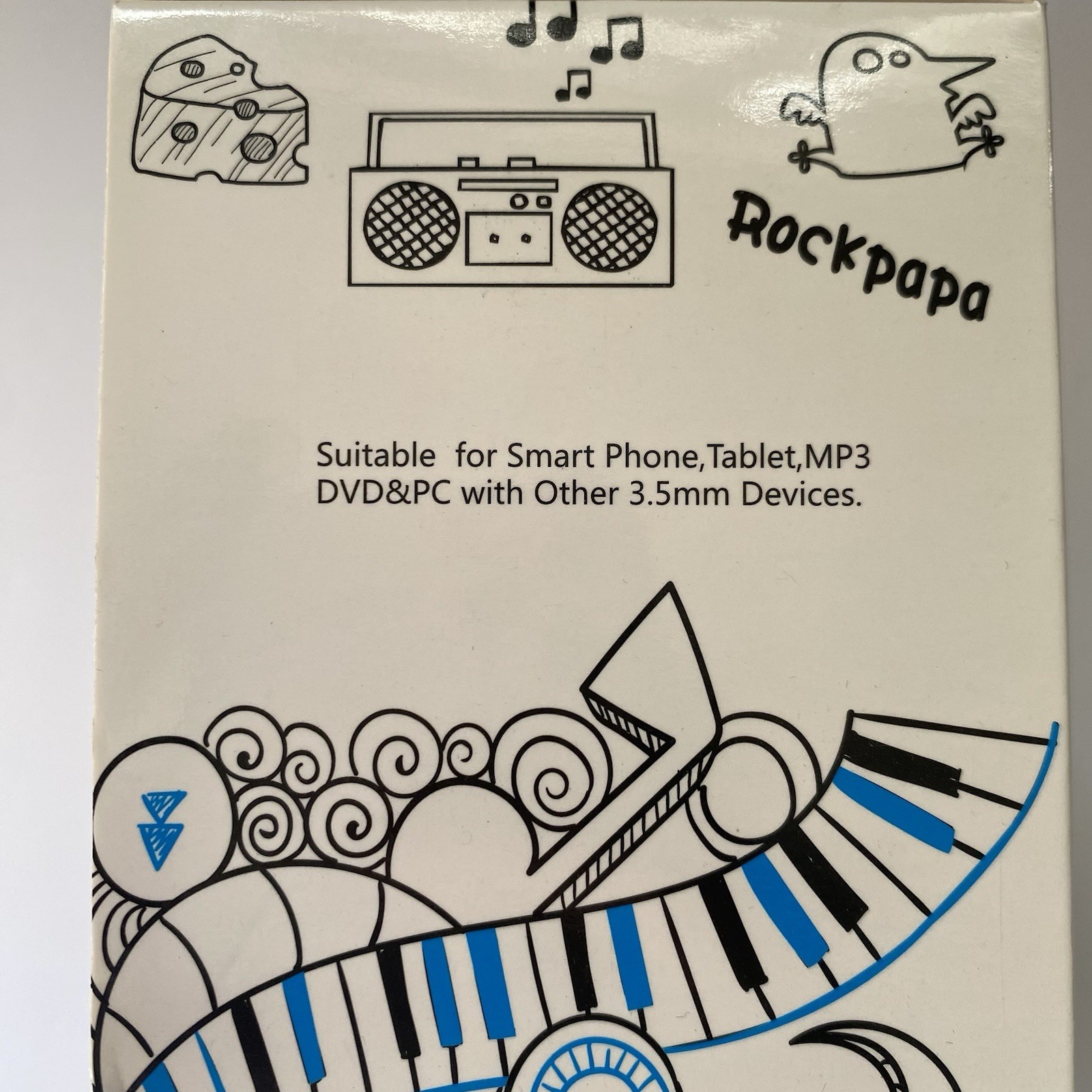 Rockpapa Headphones for School Children ages 5+ Adults Black Suitable for 3.5mm