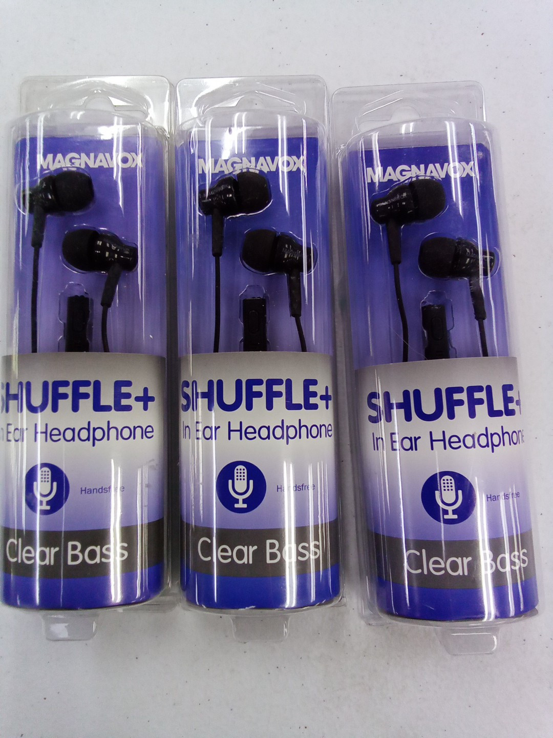 Magnavox Shuffle+ In Ear Headphones w/ Handsfree Mic & Music Ctrl, Black – 3 Pc