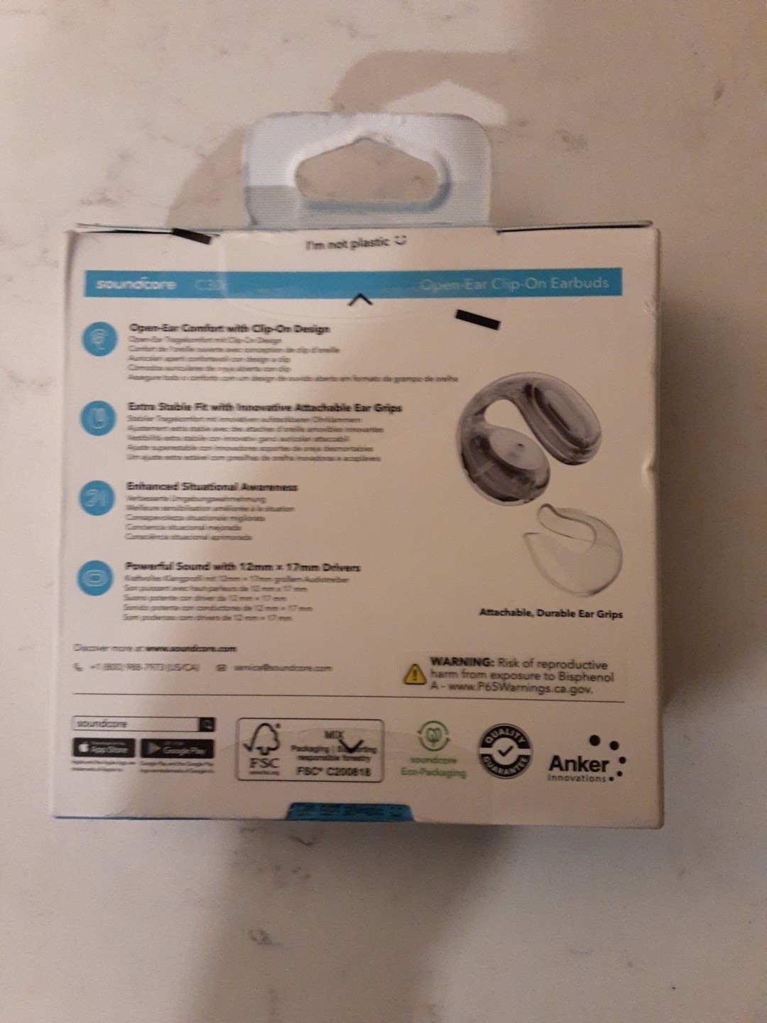 Soundcore C30i Open-Ear Earbuds Clip-On Headphones, Attachable Ear Grips NEW