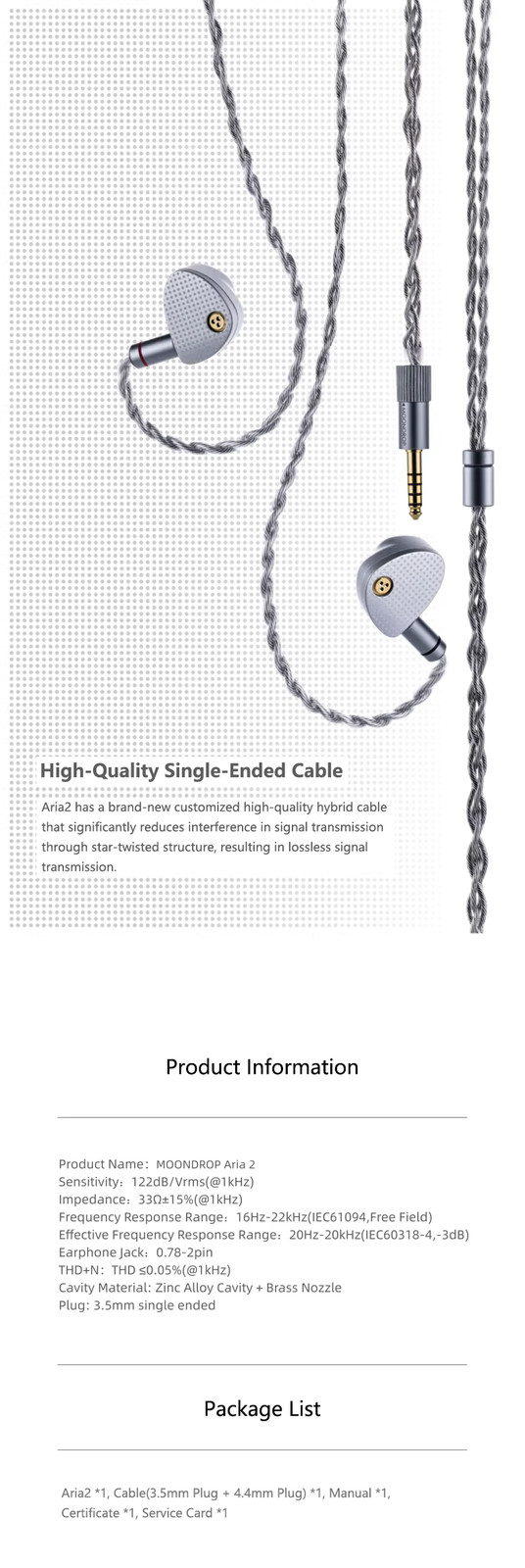 MOONDROP ARIA 2 Earphones High Performance IEMs Earbuds with Detachable Cable 0.