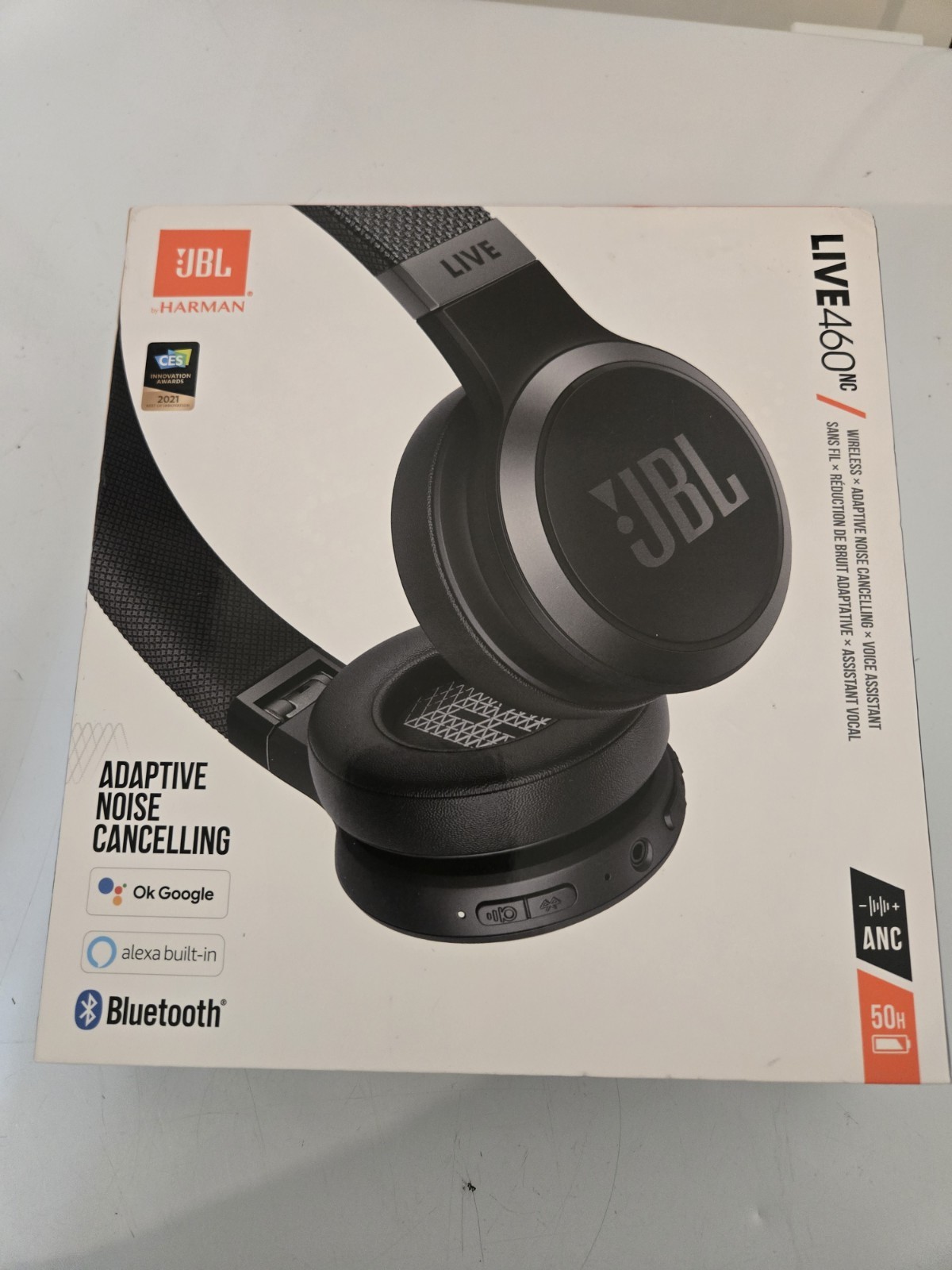 JBL Live 460NC Bluetooth On Ear Headphones adaptive noise cancelling